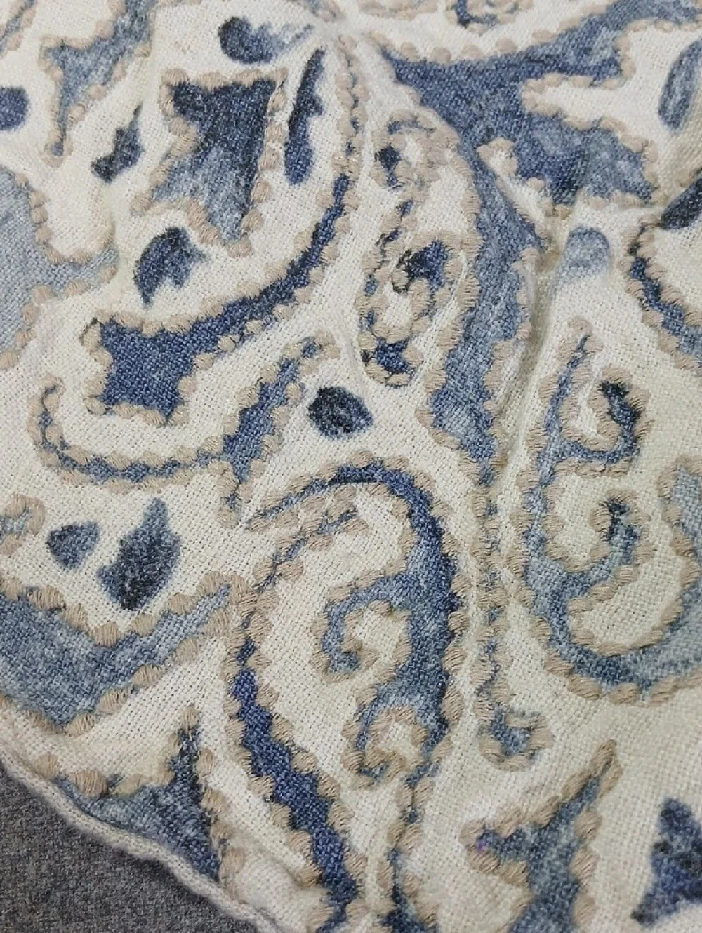 Pottery Barn Blue and White Paisley linen + cotton pillow cover